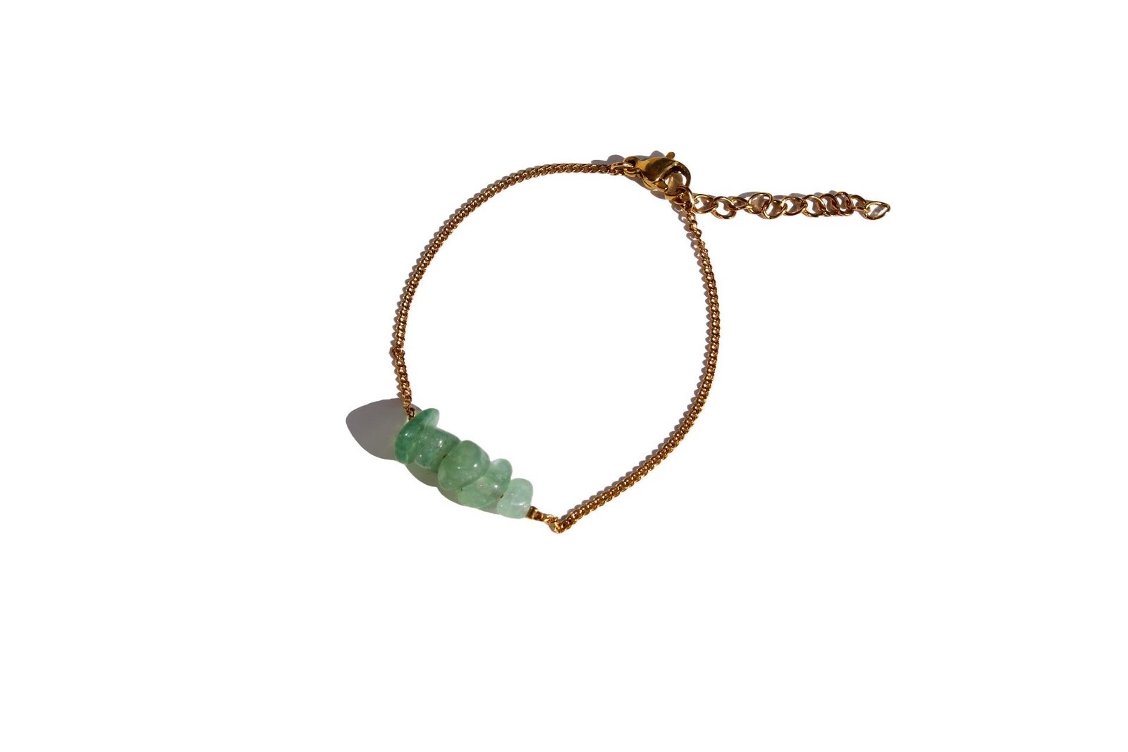 pulseira aventurina verde aco dourado 1