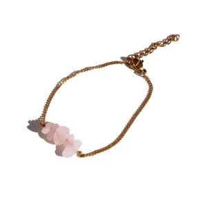 Pulseira Theia Quartzo Rosa (Dourado/Prateado)