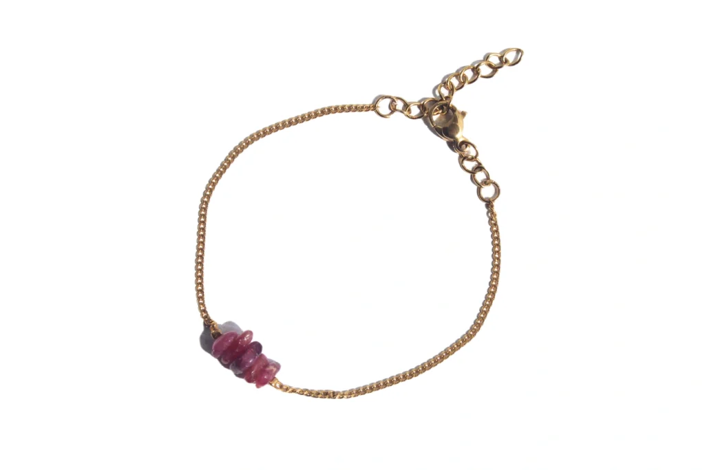 pulseira theia dourada turmalina rosa 1