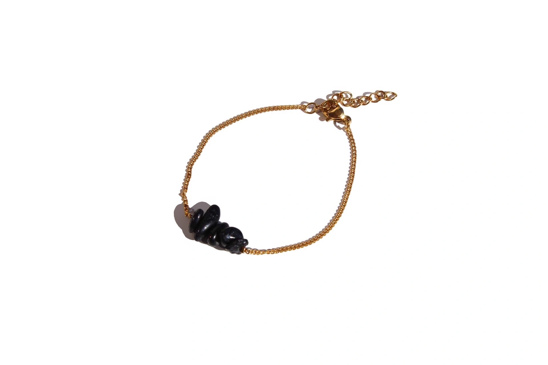 pulseira turmalina negra aco dourado 1