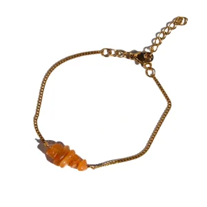 Pulseira Theia Aventurina Laranja (Dourado/Prateado)