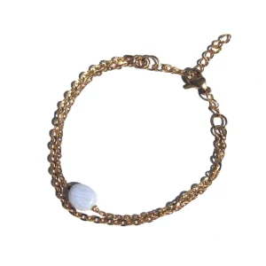 Pulseira Circe Ágata Azul Rendilhada (Dourado/Prateado)