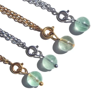Pingente de Fluorite Verde Bola (Dourado/Prateado)