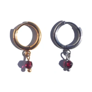 Brincos Birthstone Granada - Janeiro (Dourado/Prateado)